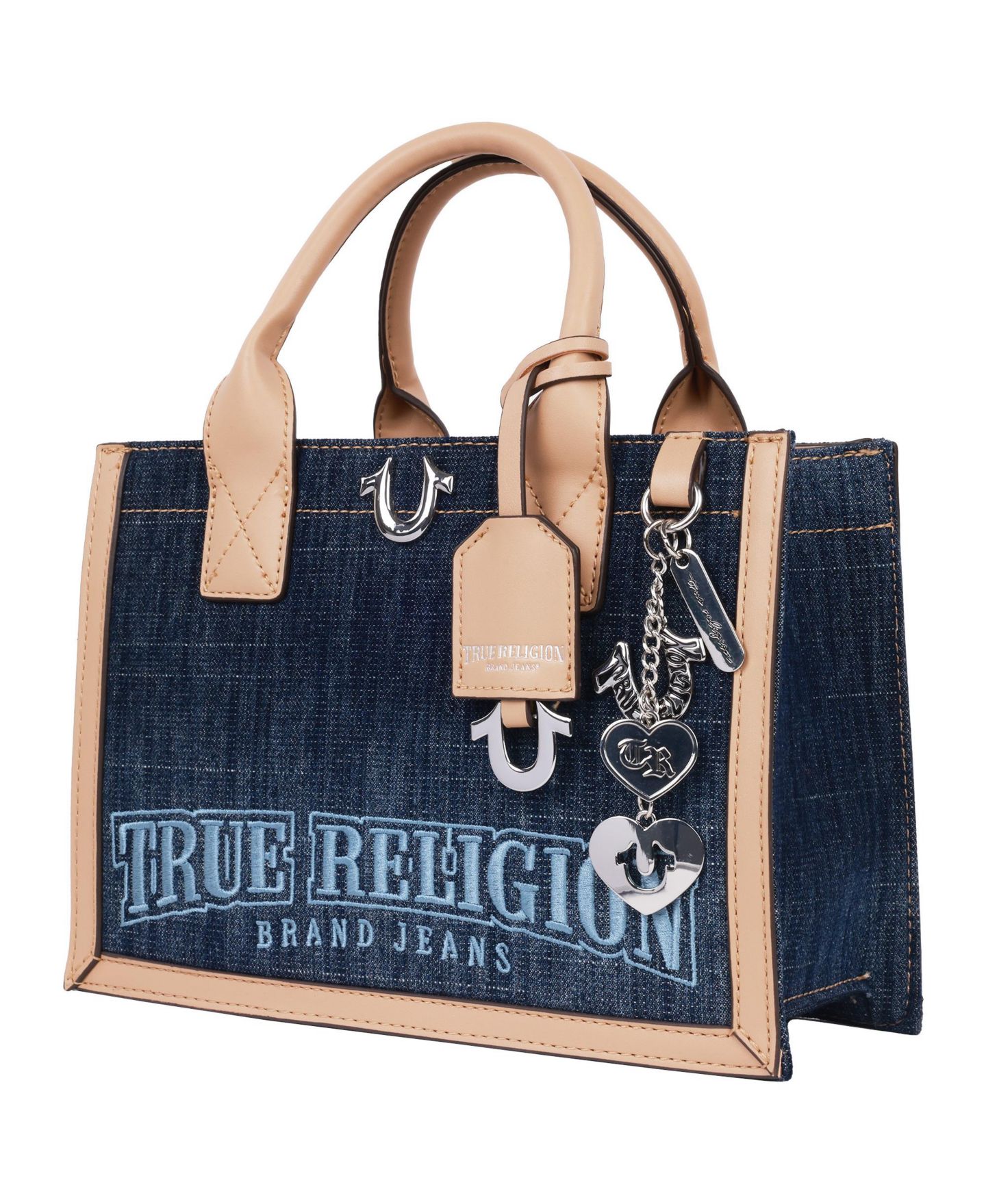 Женская сумка True Religion Bombe Logo Denim Tote, цвет: Тёмный джинсовый — фото 5