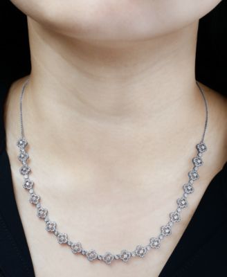 Diamond Pav&eacute; Clover 18" Collar Necklace (2 ct. t.w.) in 14k White Gold or 14k Yellow Gold, Exclusively at Macy's