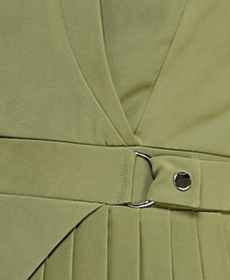 Juniors' Short-Sleeve Twill Fit & Flare Dress