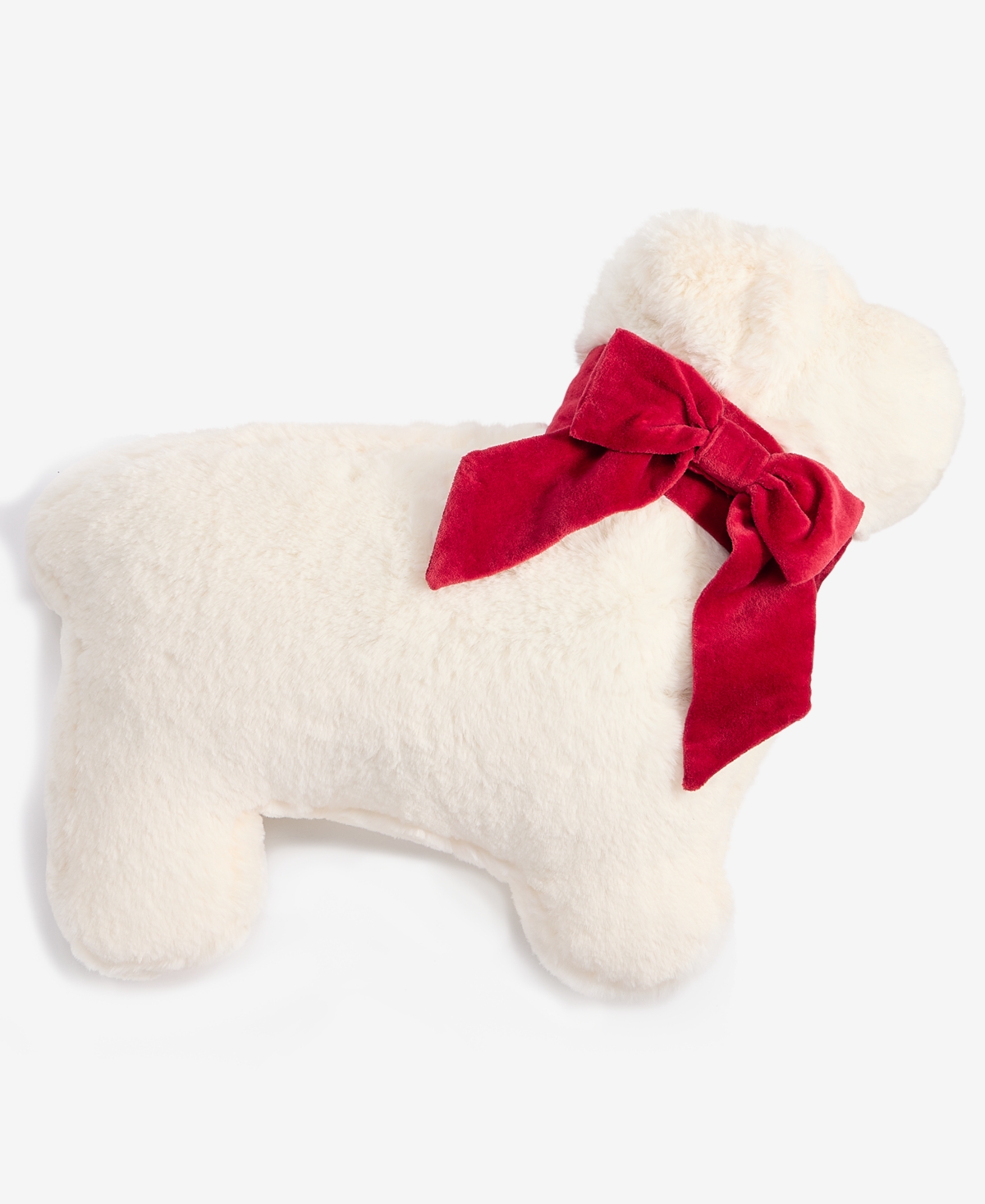 Holiday Lane Sherpa Dog Decorative Pillow, 12" X 22", Exclusively At Macy's In White