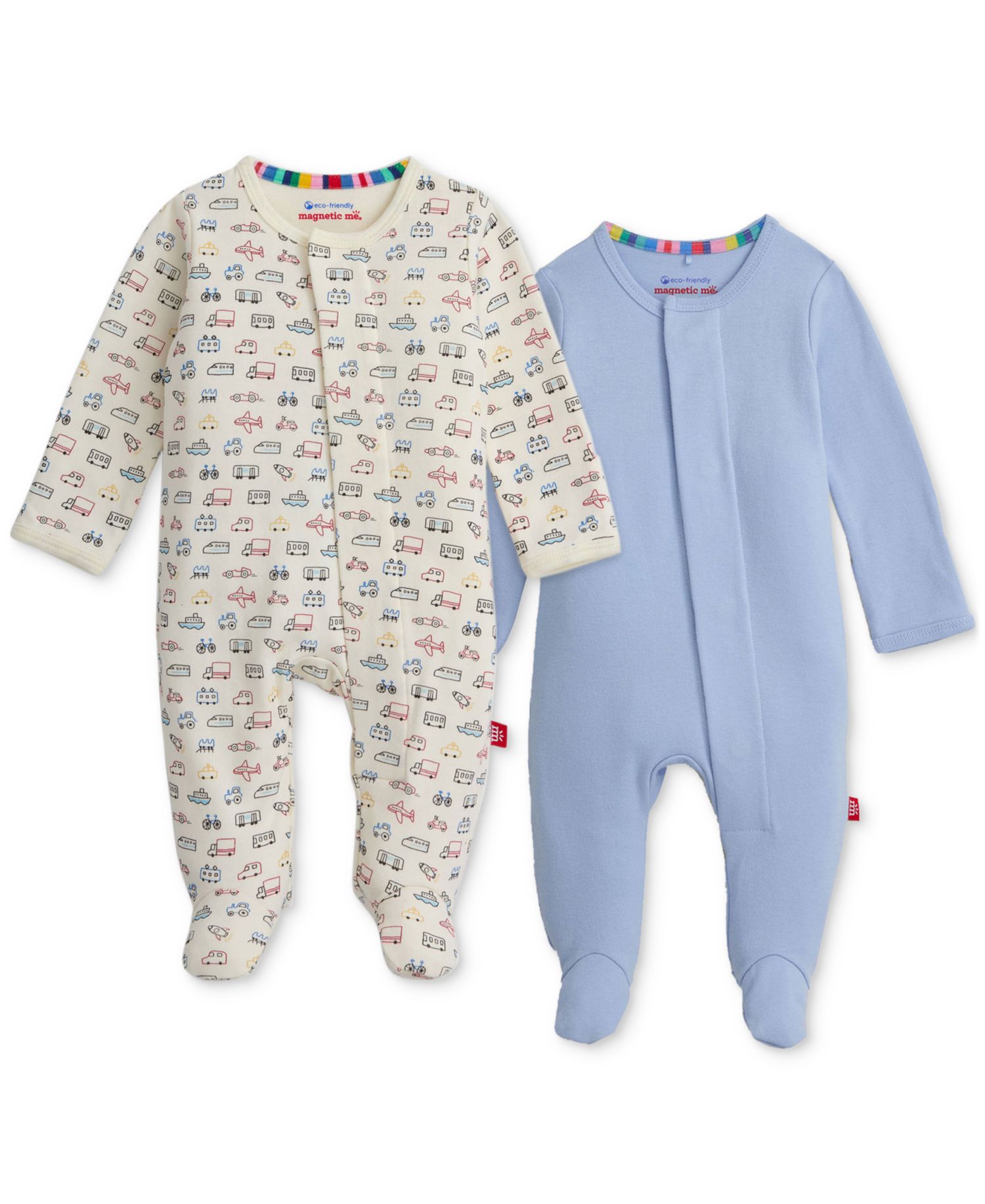 Baby Cotton Footed Coveralls, 2 Pack