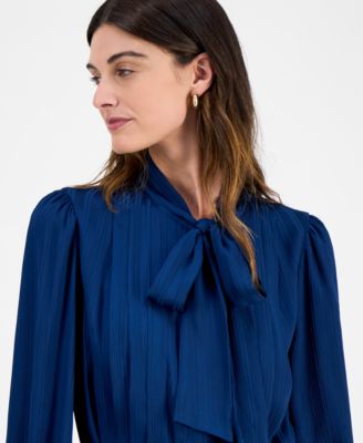 Women's Belted Balloon-Sleeve Shirt Dress