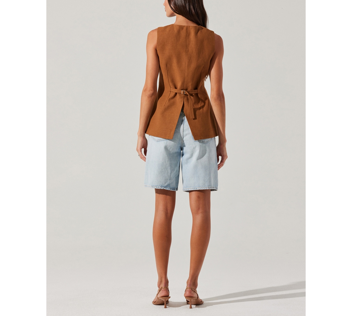 Astr Sonja Asymmetrical Vest In Brown In Brown