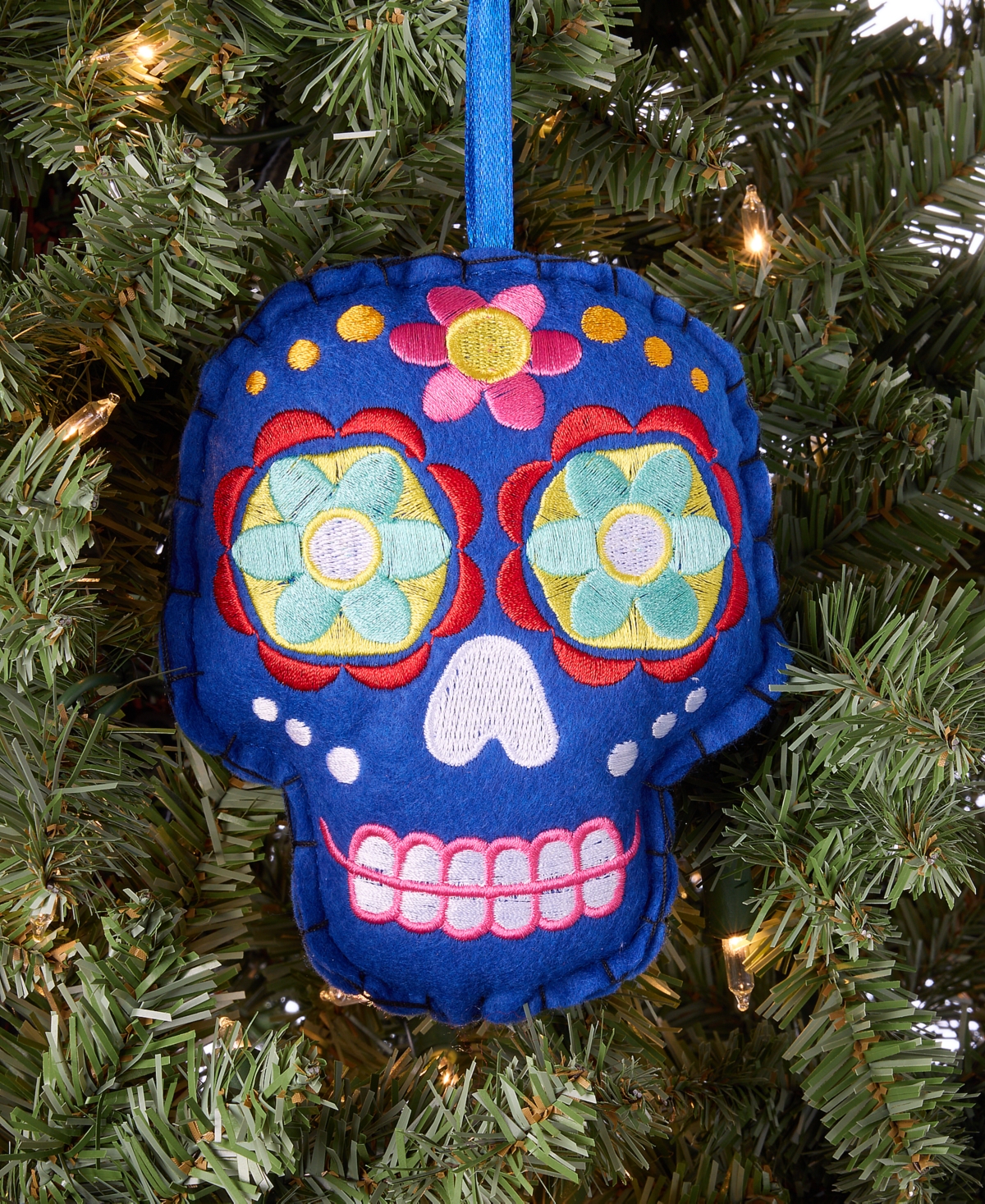 Holiday Lane Day Of The Dead Fabric Skull Ornament, Macy's Exclusive In Transparent