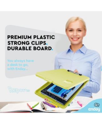 Clipboard with Storage Pink, Letter Size Storage Clipboard with Compartments Case for Nurse Teachers Plastic Translucent Holds 100 Sheets Also Avail. in Green, Pink, Red, Blue, Grey, Black-by Enday