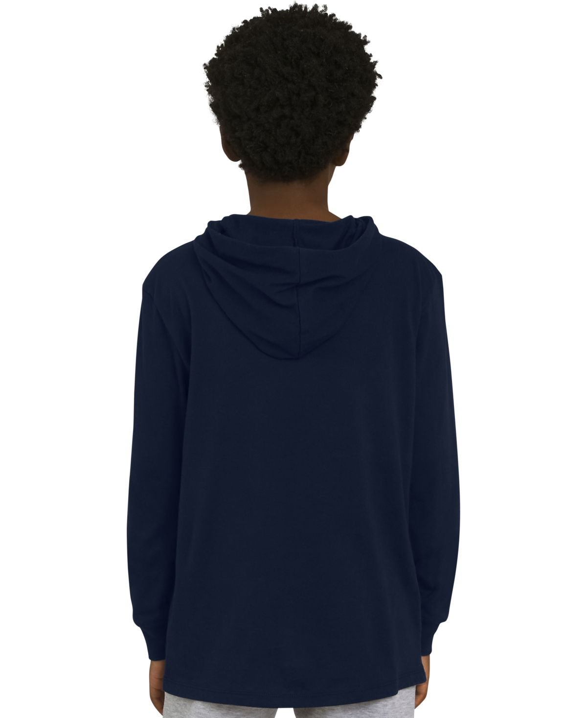 Champion Big Boys Signature Logo Long-sleeve Hooded T-shirt In Blue