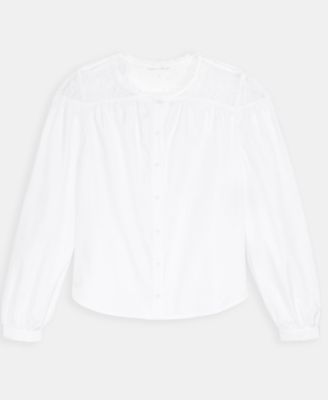 Women's Long Sleeve Lace-Trim Blouse, Macy's Exclusive 