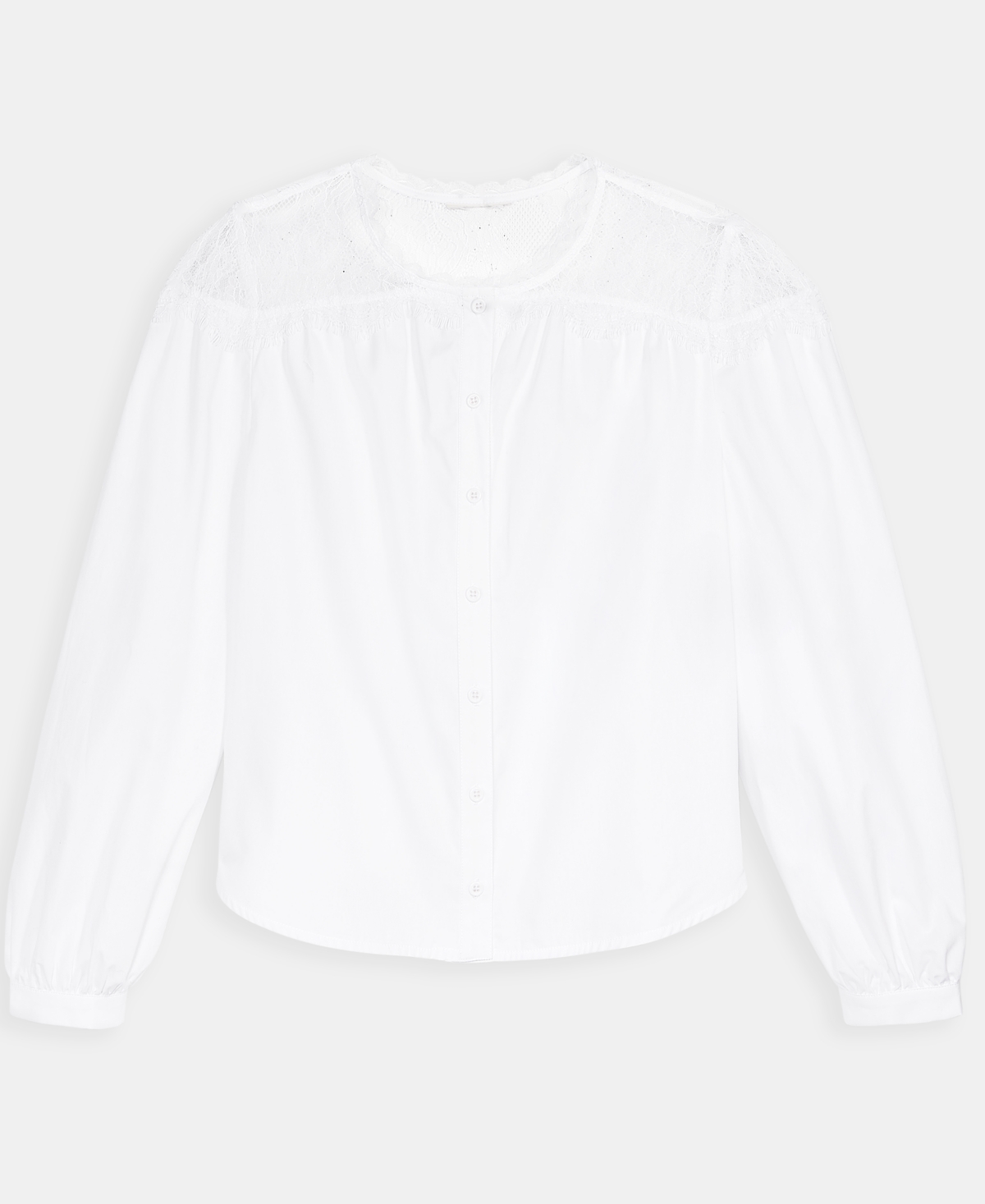 On 34th Women's Long Sleeve Lace-trim Blouse, Macy's Exclusive In White
