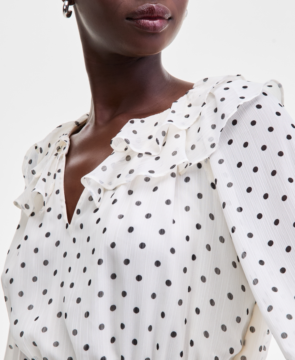 On 34th Women's Printed Ruffle-trim Long-sleeve Midi Dress, Macy's Exclusive In White