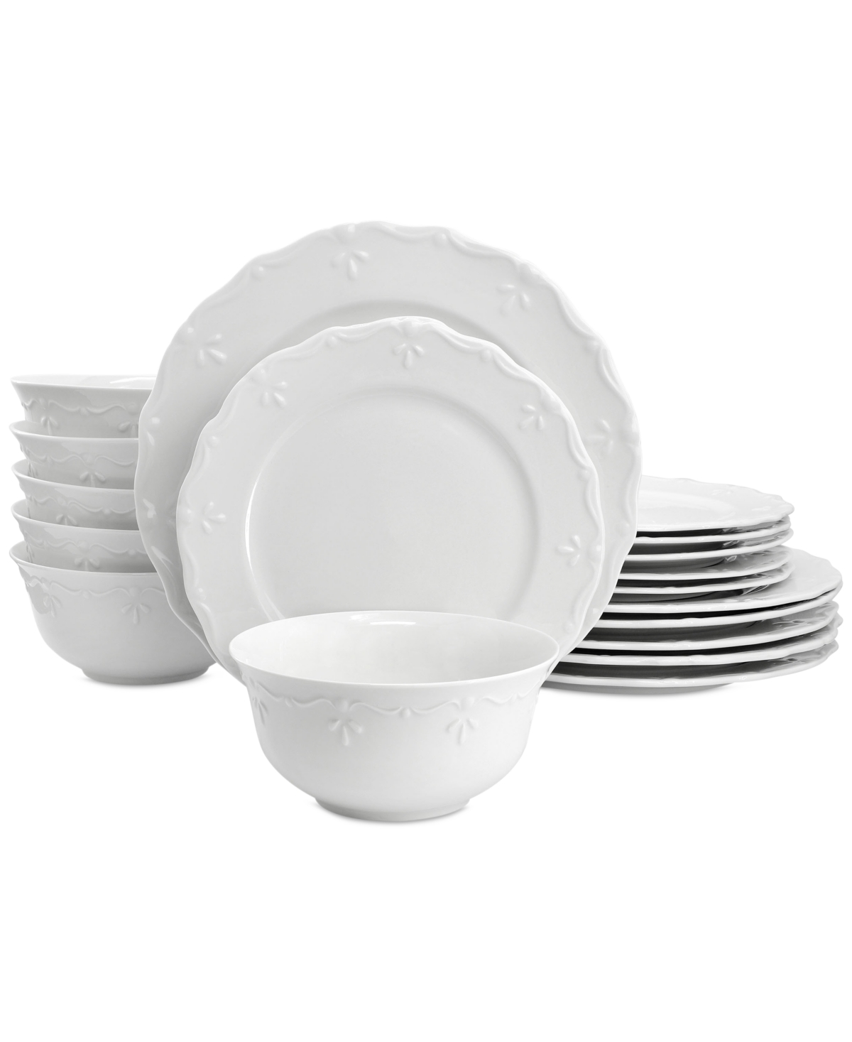 Rigel 18 Pc. Dinnerware Set, Service for 6 - White