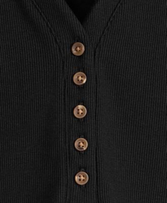 Women's Puff-Shoulder Long-Sleeve Henley T-Shirt, Macy's Exclusive