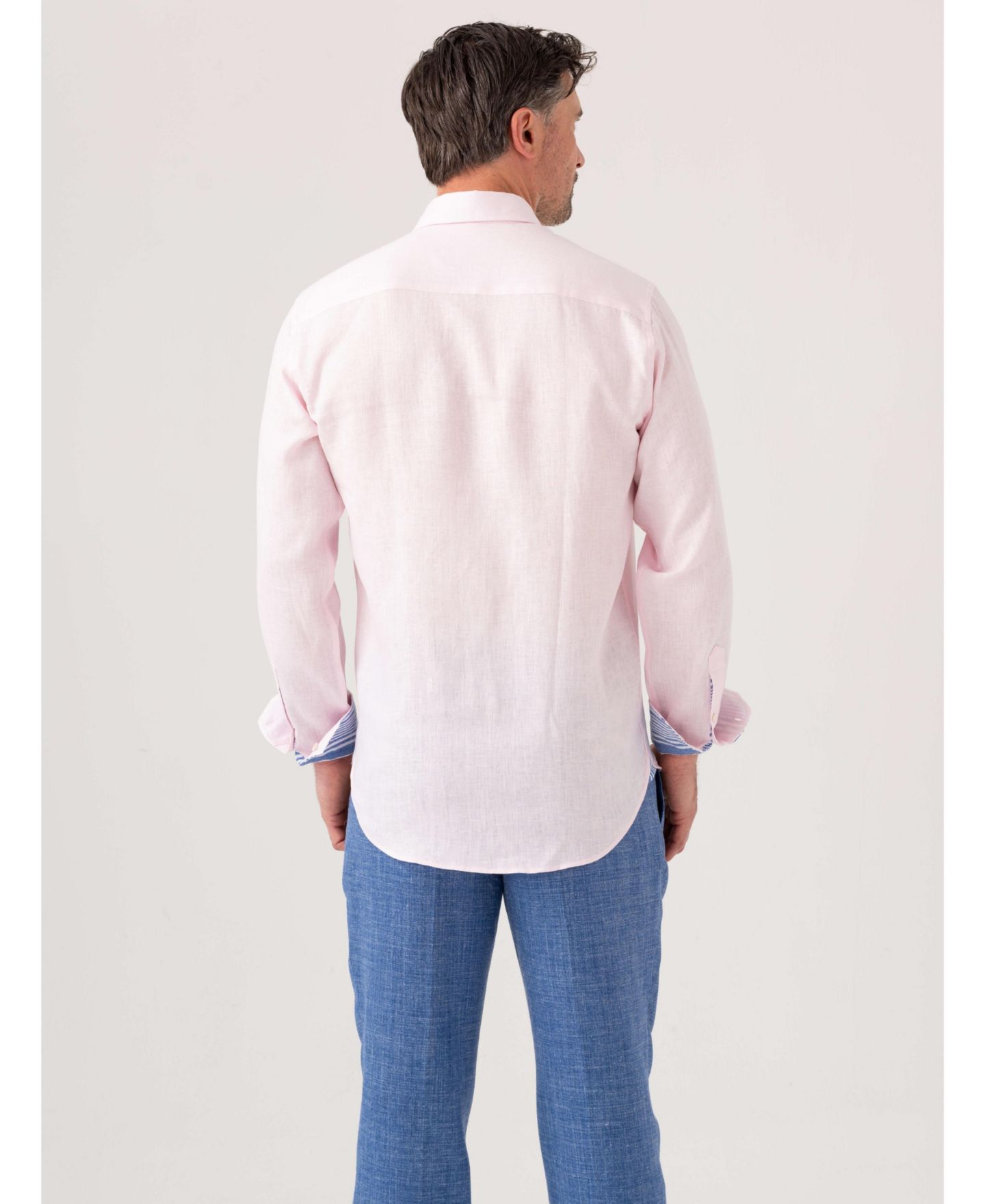 Мужская рубашка Koy Clothing Classic Linen Long Sleeve, цвет: Розовый — фото 5