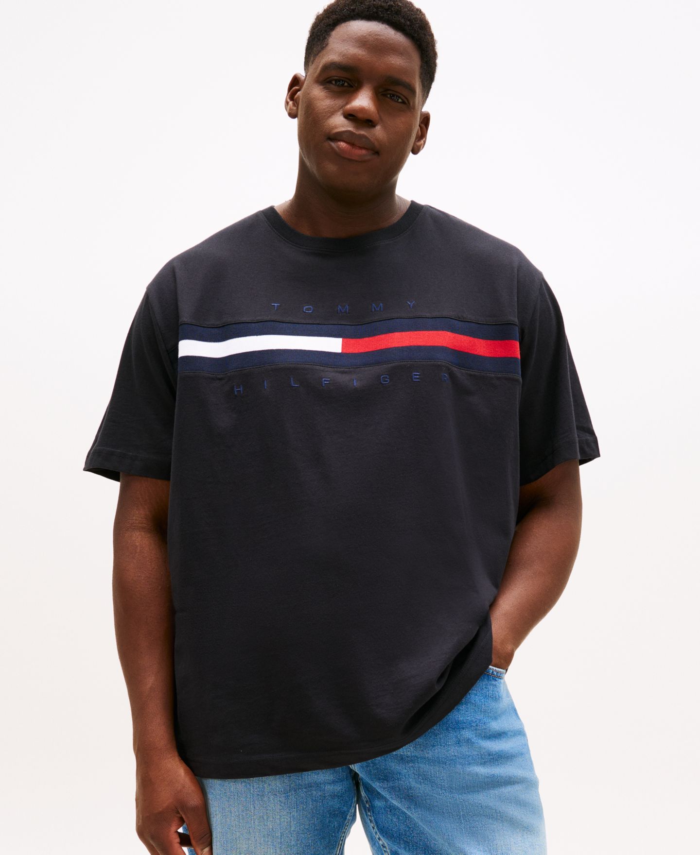 Мужская футболка Tommy Hilfiger Big & Tall Tino Logo Short Sleeve, цвет: Dark Sable — фото 1