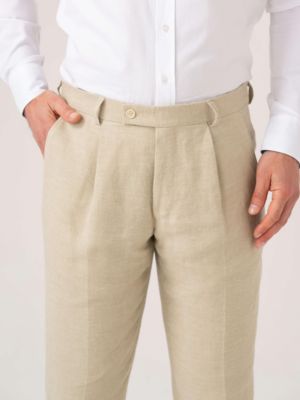 Men's Linen Wool Silk Blend Trousers