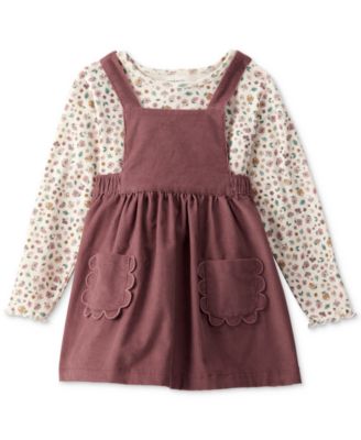 Carter's - Toddler Girls Cotton Floral-Print Top & Corduroy Jumper, 2 Piece Set