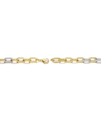 Two-Tone with Clear Cubic Zirconia Link Chain Bracelet
