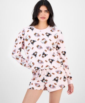 Love Tribe Juniors Spooky Cuties Shorts Shirt In Pink