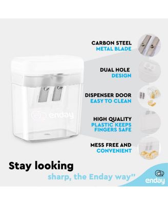 Pencil Sharpener Dual Hole Manual Yellow, Jumbo Crayon Sharpener w/Cover & Bin, Handheld Pencil Sharpeners for Large & Standard Pencils, 1 Pc –by Enday