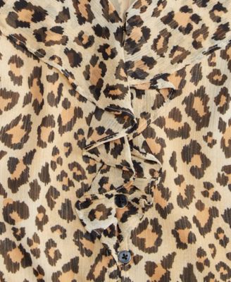 Women's Printed Ruffle Chiffon Blouse