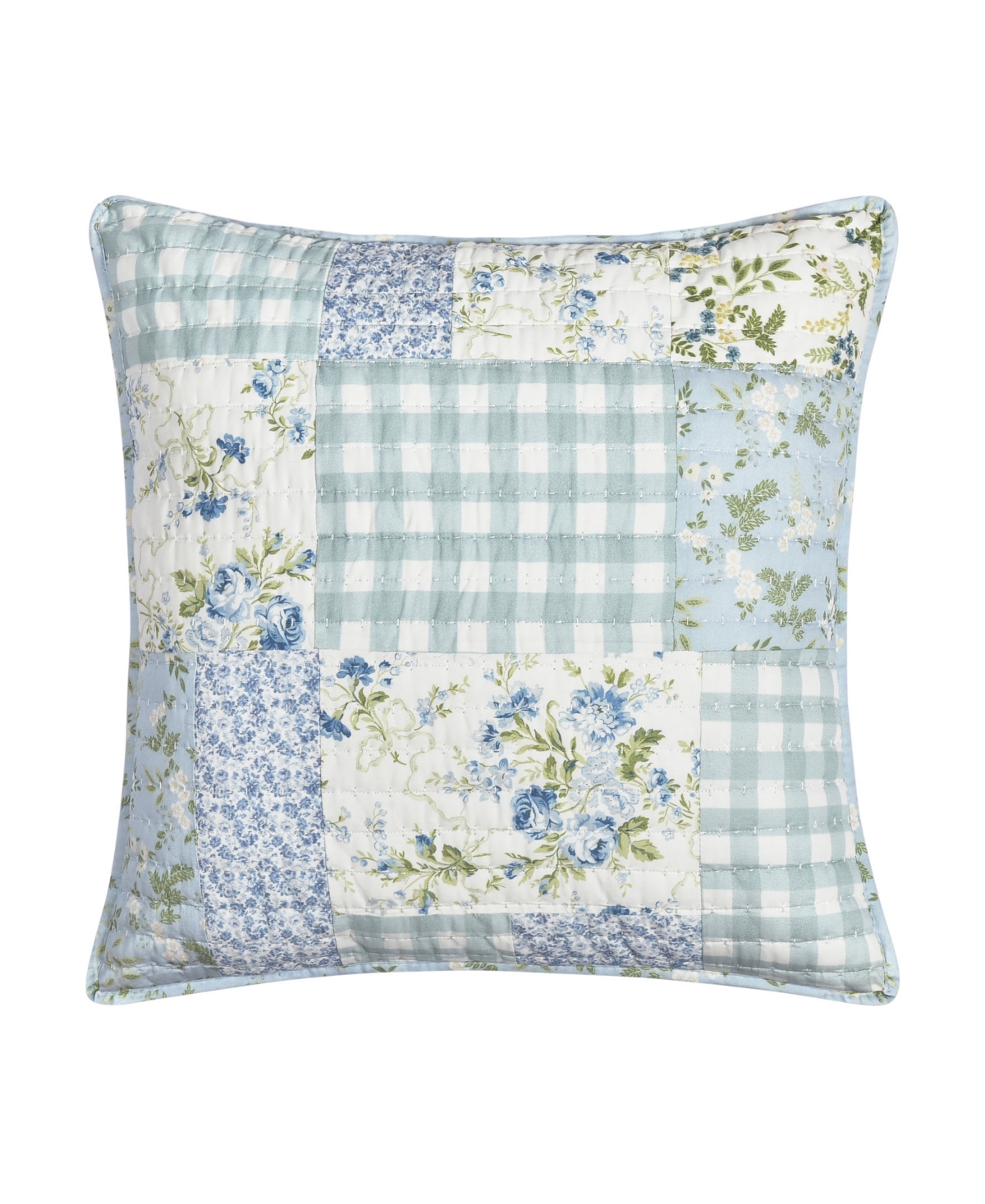 Karalena Cotton Quilted Sham, European - Blue