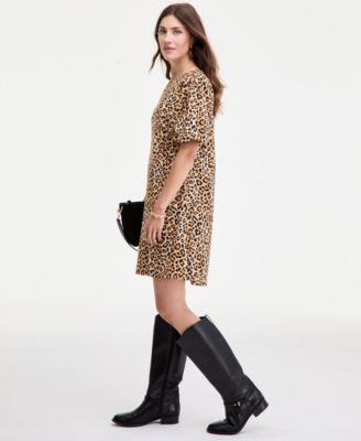 Women's Sketchy Leopard-Print Puff-Sleeve Mini Dress, Macy's Exclusive 
