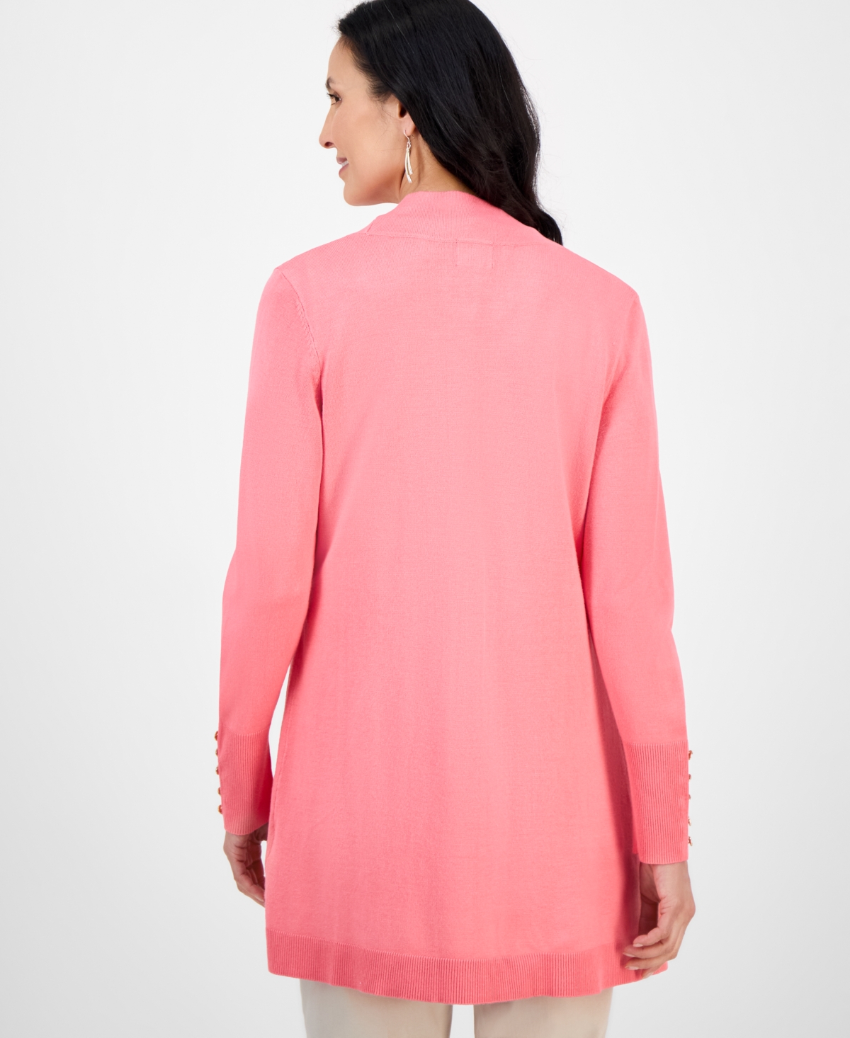 Jm Collection Women's Button-sleeve Flyaway Cardigan Sweater