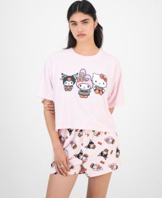 Love Tribe Juniors Spooky My Melody Trio T Shirt Shorts In Yellow
