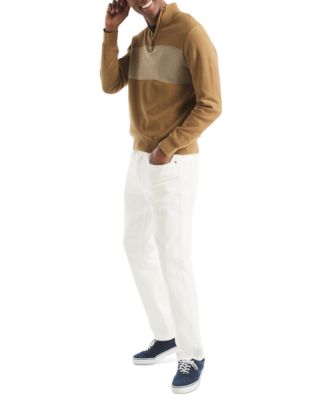 Men's Textured Quarter-Zip Colorblocked Sweater