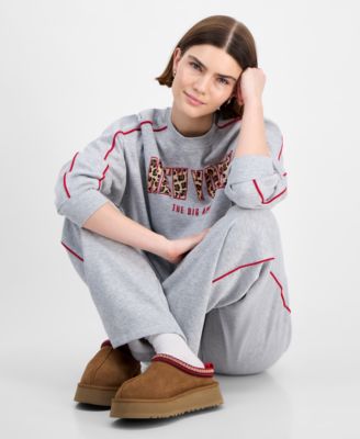 Rebellious One Juniors Big Apple Crewneck Sweatshirt Piped Sweatpants In Gray