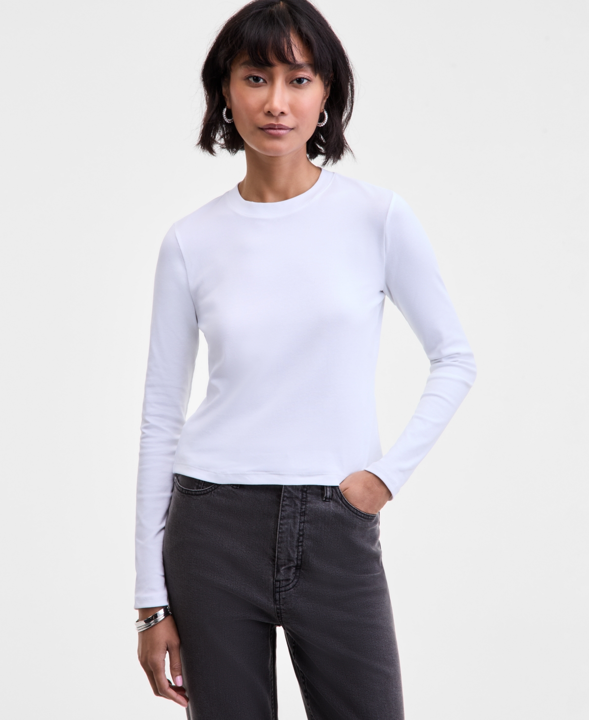 On 34th Women's Long-sleeve Top, Macy's Exclusive In White