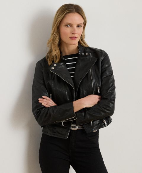 Женские куртки Lauren Ralph Lauren Tumbled-Leather Jacket