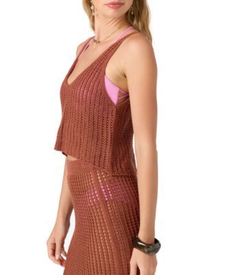 Juniors' Cropped Crochet Tank Top Cover-Up