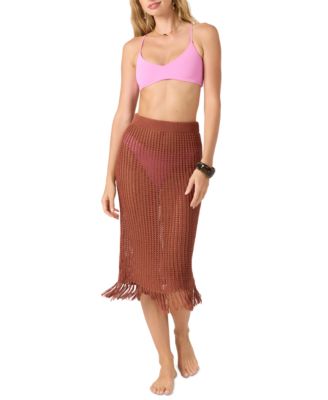 Juniors' Pull-On Crochet Skirt Cover-Up