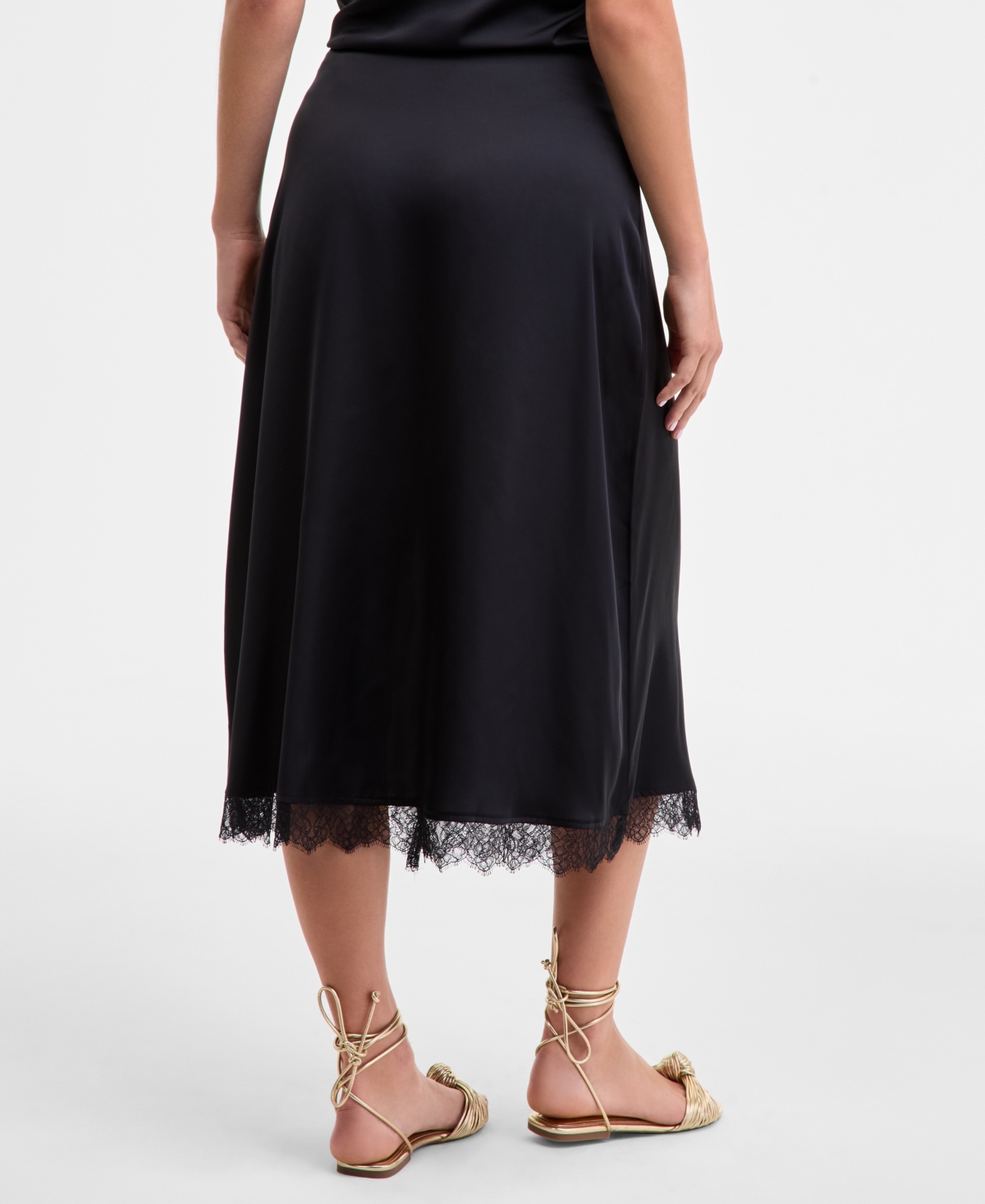 On 34th Womens Lace Trim Tank Lace Trim Slip Skirt Macys Exclusive In Black