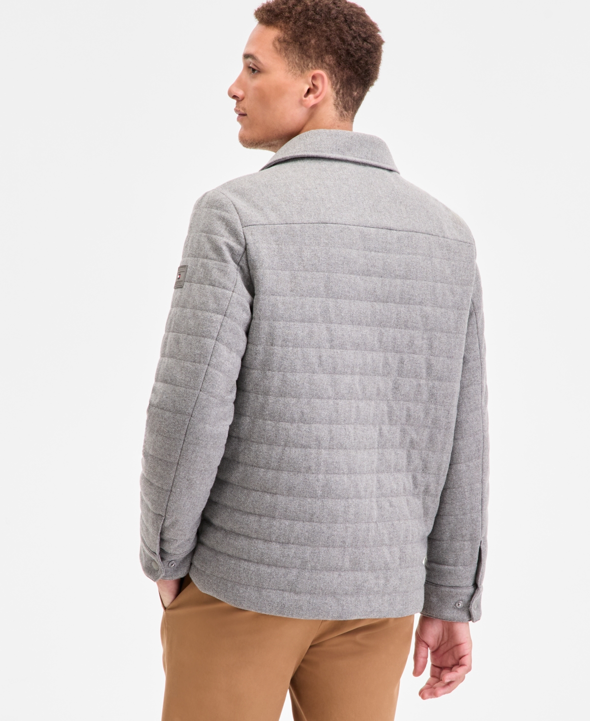 Tommy Hilfiger Men's Quilted Shirt Jacket In Gray