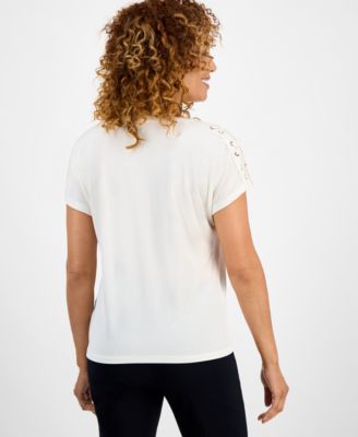 Women's Lace-Up Shoulder Knit, Exclusively at Macy's