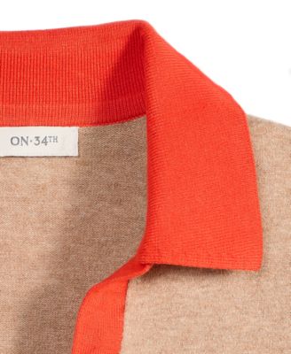 Women's Colorblocked Polo Short Sleeve Sweater, Macy's Exclusive 