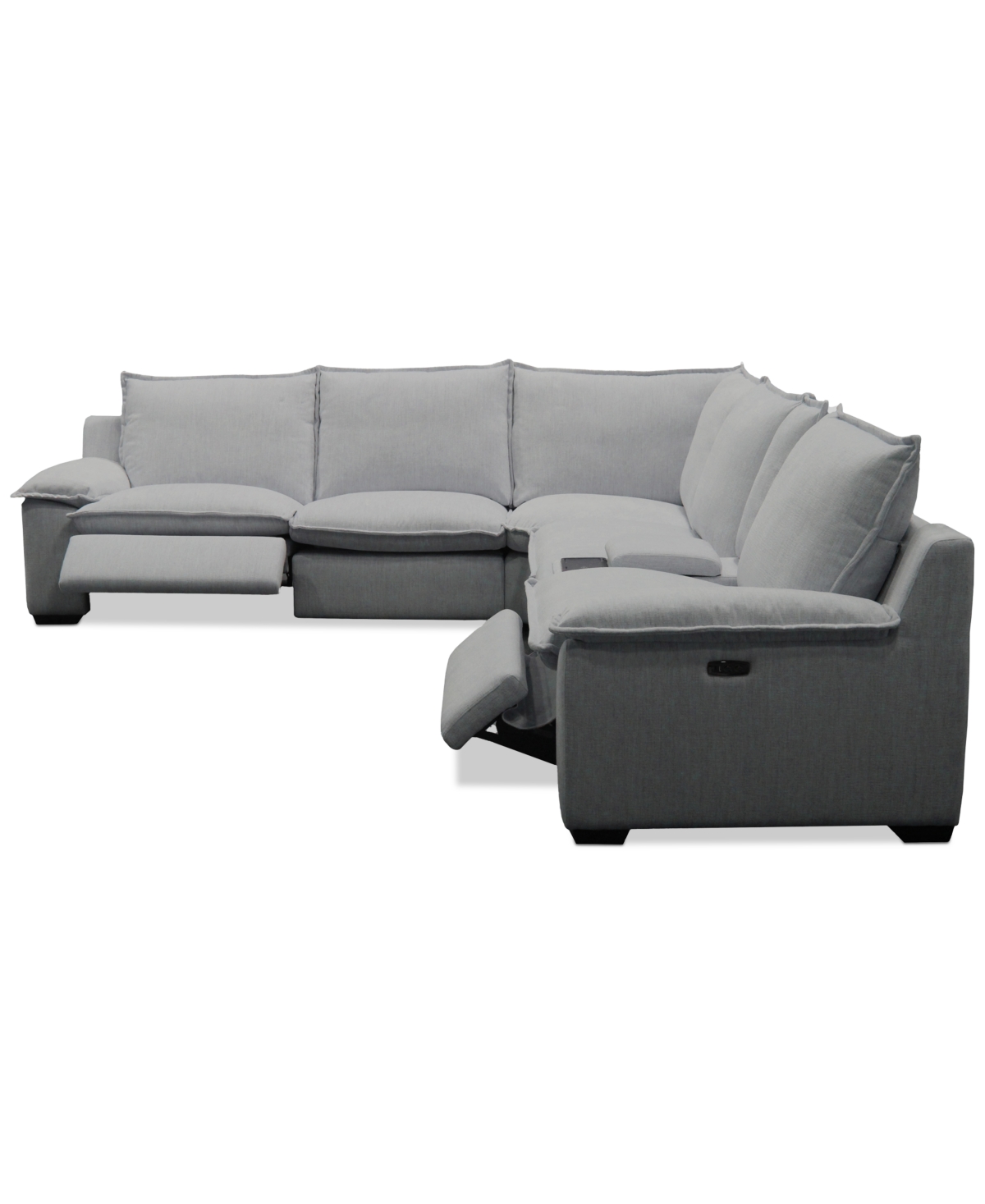 Macy's Borsi 6-pc. L Sectional With 3 Power Recliners & 1 Console In Gray