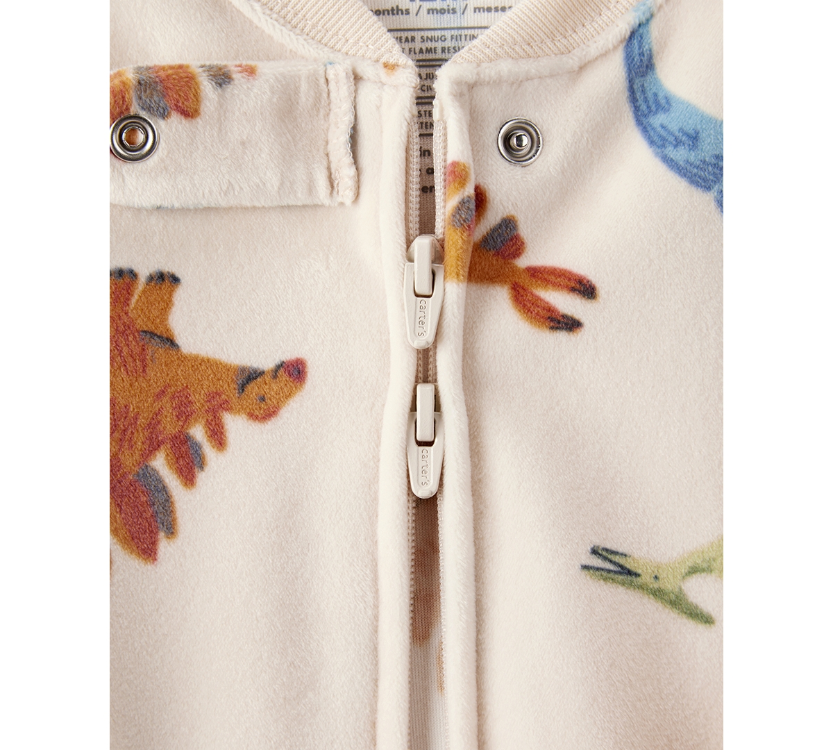 Carter's Baby Boys Dinosaur-print Long-sleeve 2-way-zip 1-piece Footed Pajamas In Neutral