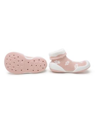 Baby Girls First Walk Sock Shoes Daisies - Mauve