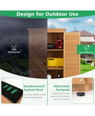 Outdoor Fir Wood Storage Shed Garden Tool Cabinet Locker Tall Vertical Organizer