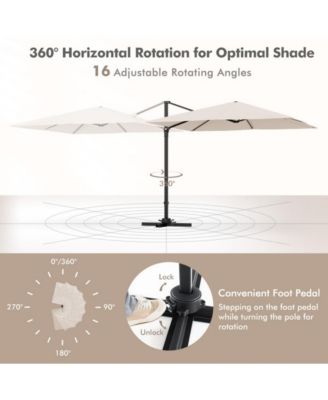9.5 Feet Square Patio Cantilever Umbrella with 360° Rotation