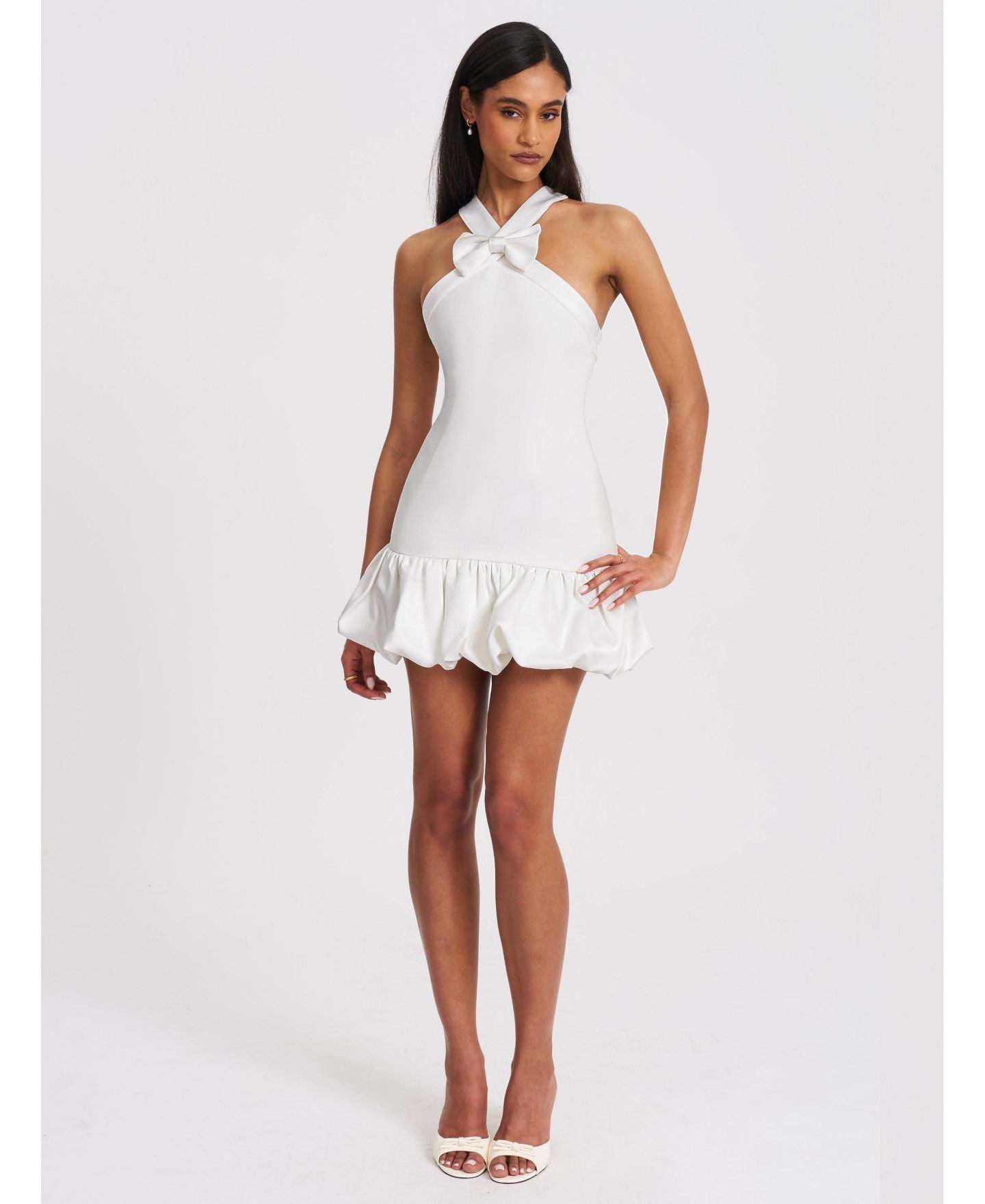 Женское платье Miss Circle Barbra White Cross Straps Bodycon Mini with Bubble Hem, цвет: Белый — фото 2