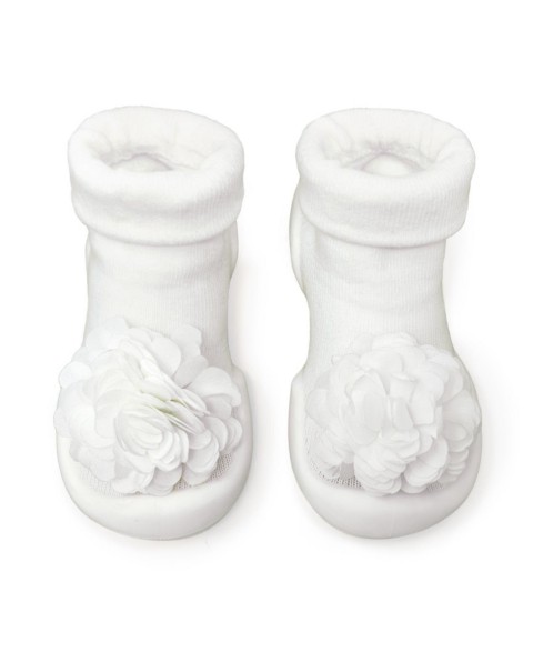 Детские Komuello Baby Girl First Walk Sock Shoes Corsage - Snow