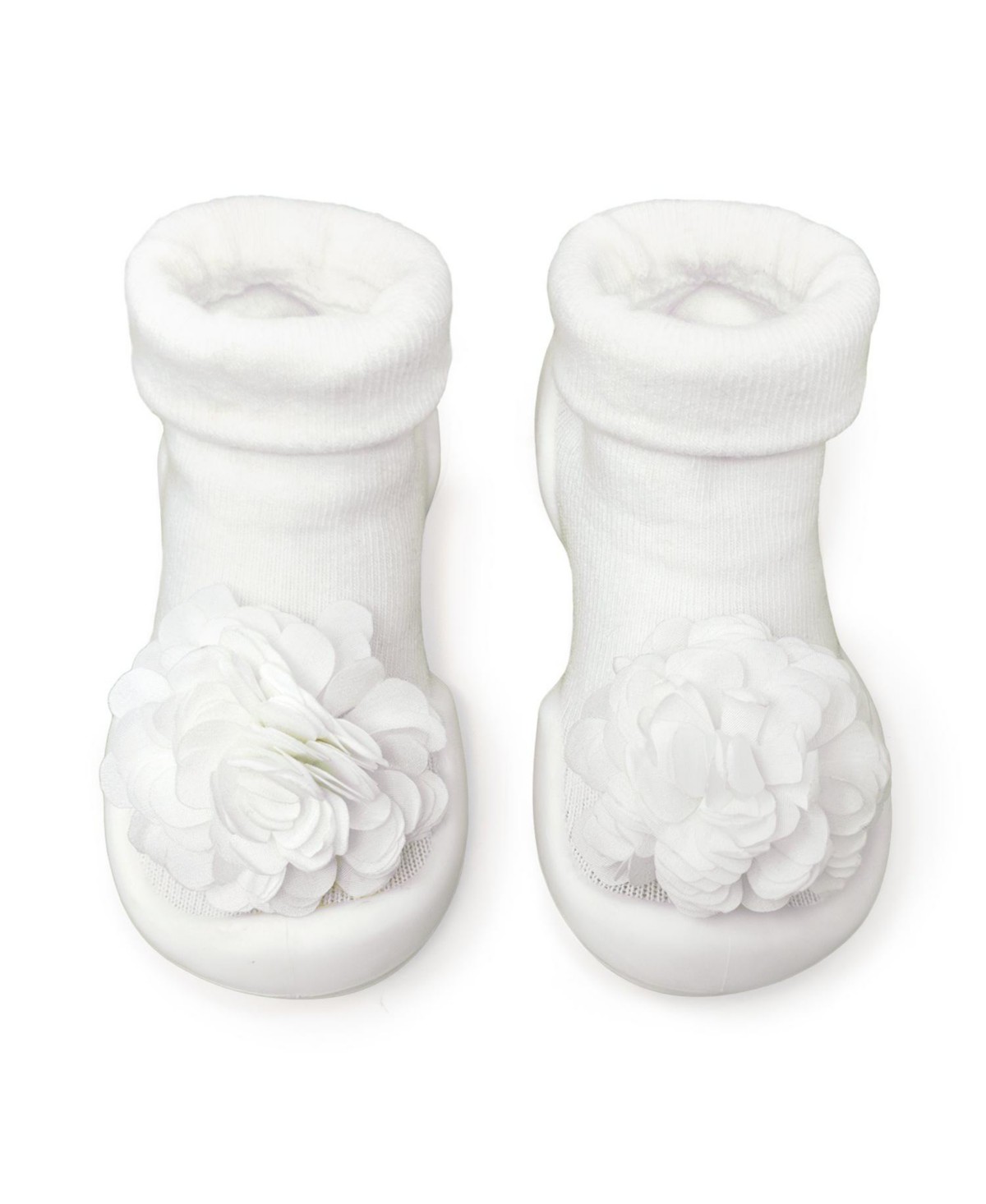 Детские Komuello Baby Girl First Walk Sock Shoes Corsage - Snow — фото 1