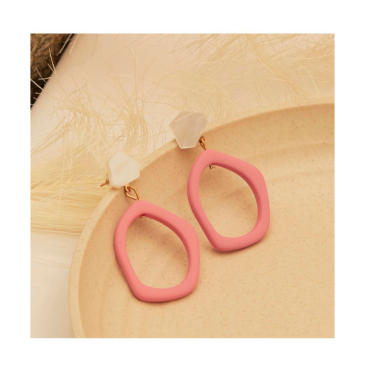 Sohi Women's Pink Pastel Circular Drop Earrings In Pink