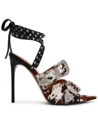 Women's Saddle-H Western Buckled High-Heel Dress Sandals