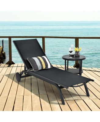 Outdoor Lounge Chair Chaise Reclining Aluminum Fabric Adjustable