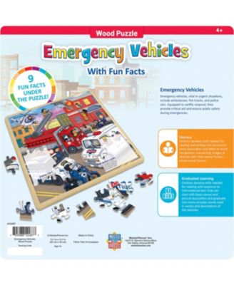 Wood Fun Facts - Emergency Vehicles 48 Piece Wood Jigsaw Puzzle