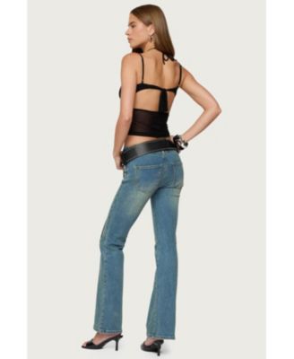 Women's Strappy Sheer Mesh Cupped Top